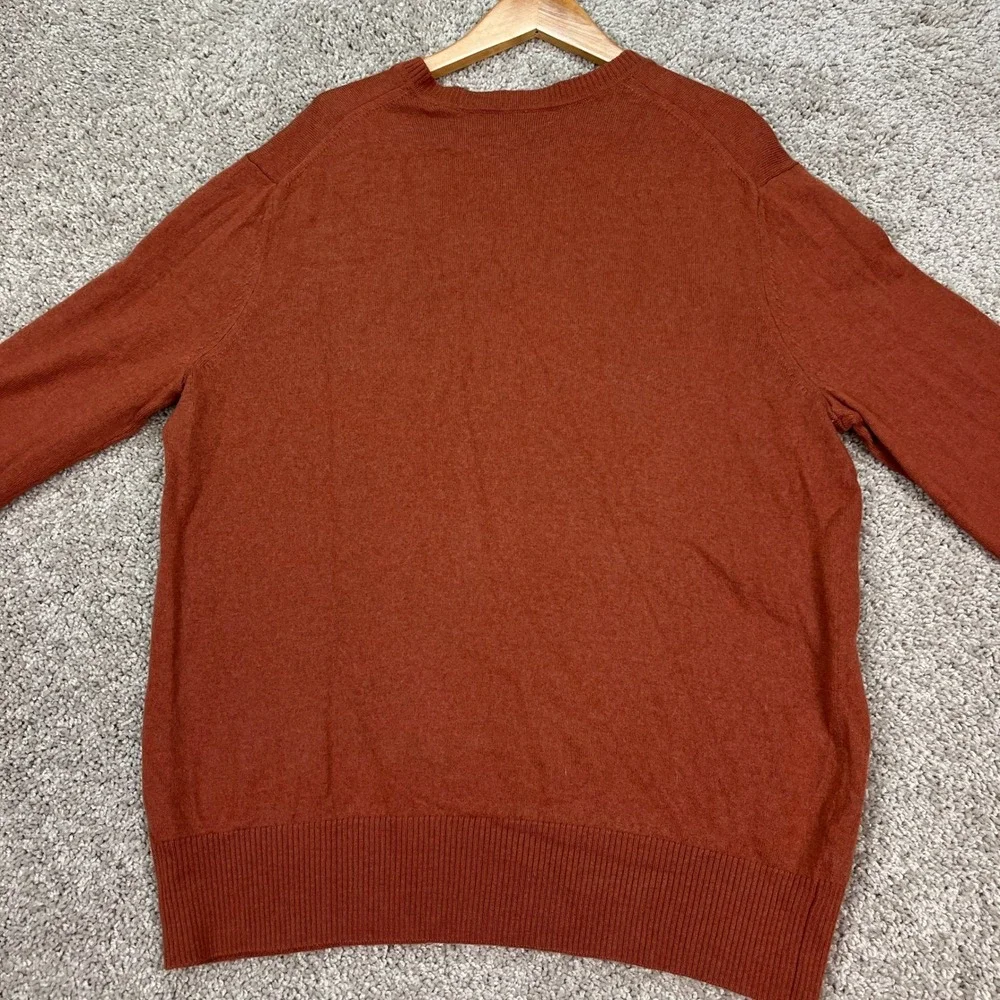 Banana Republic Pullover Mens XL Orange Rust‎ Long Sleeve Merino Wool V-Neck EUC
